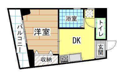 プリモレガーロ香春口(1DK/4階)の間取り写真