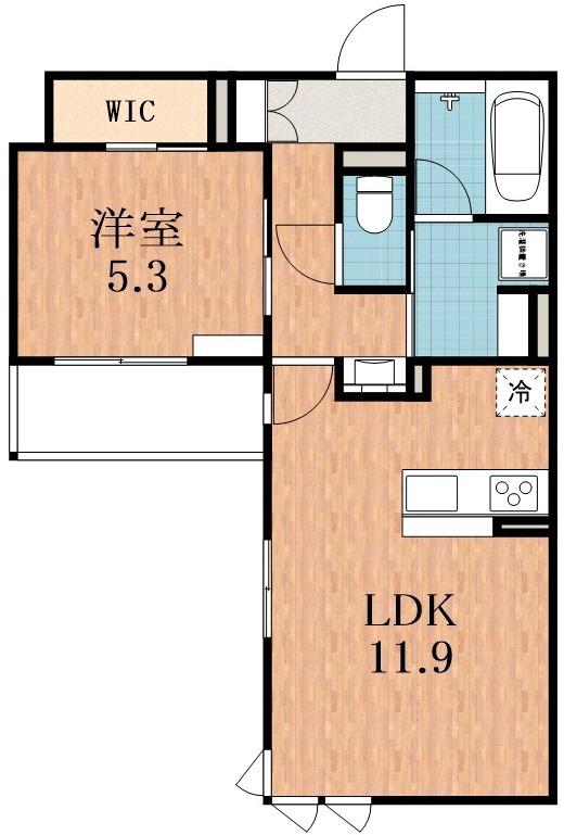 トリシア千躰(1LDK/2階)の間取り写真