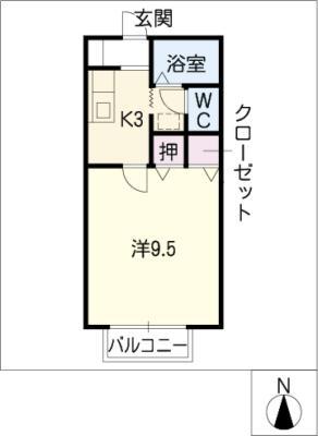 カーサ ベーネ(1K/1階)の間取り写真