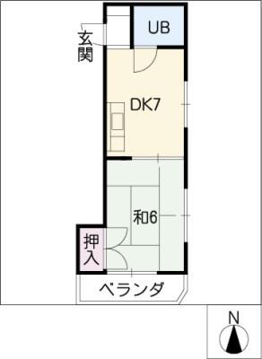 花見ハイツ(1DK/3階)の間取り写真
