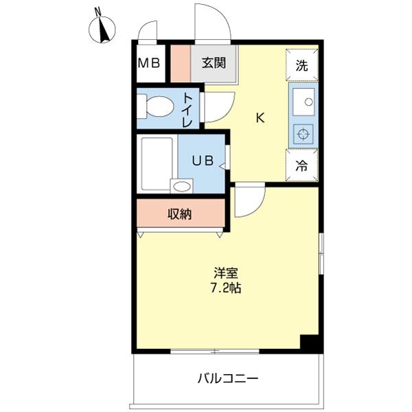 レーベン千里丘(1K/2階)の間取り写真