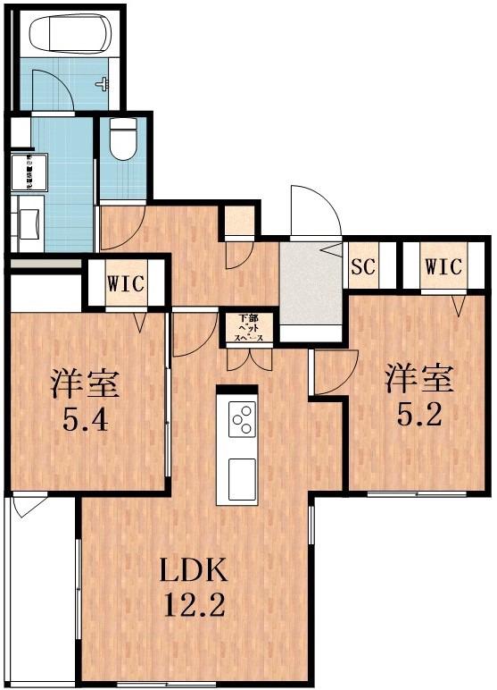 エレガンシア(2LDK/1階)の間取り写真