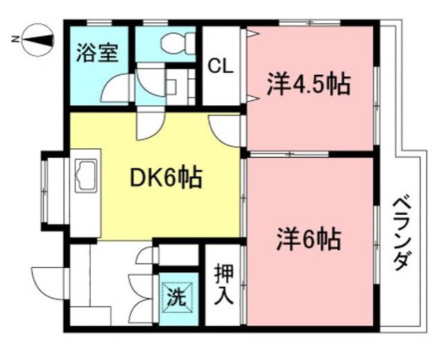 ハイムウィンディ(2DK/2階)の間取り写真