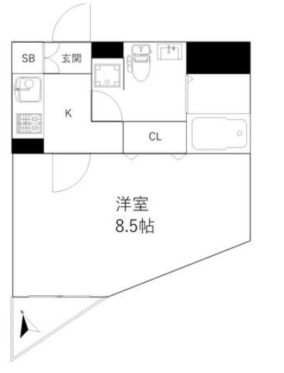 ラフィネ(1K/1階)の間取り写真