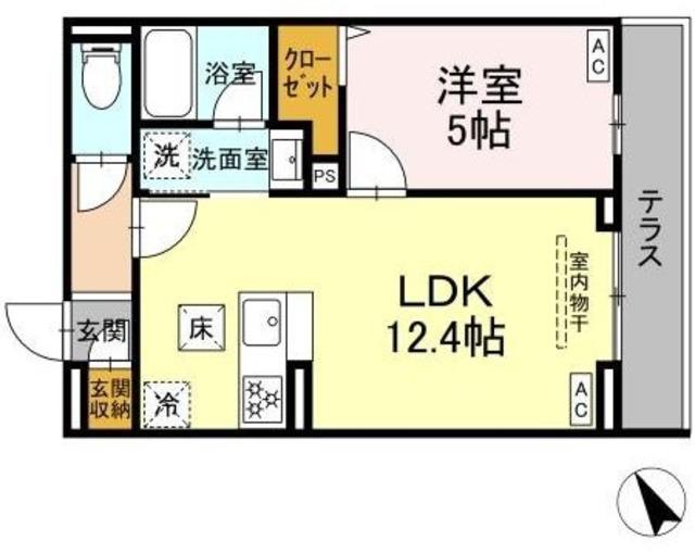 セレスティア桜上水(1LDK/1階)の間取り写真