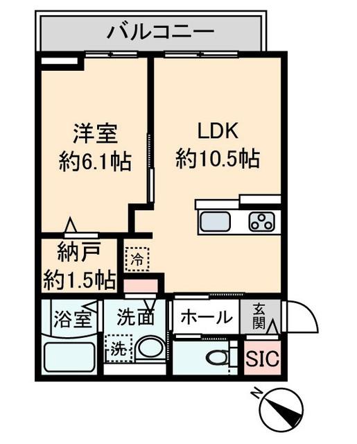 アルビオ・セレーノ横浜西寺尾(1LDK/2階)の間取り写真