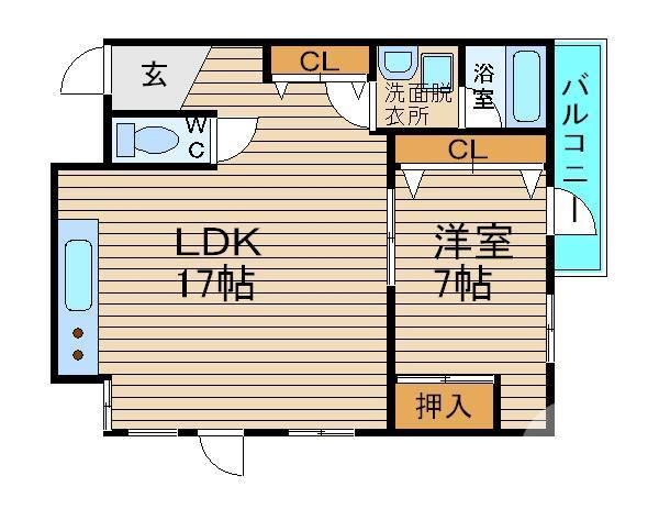 谷町ビル(1LDK/4階)の間取り写真