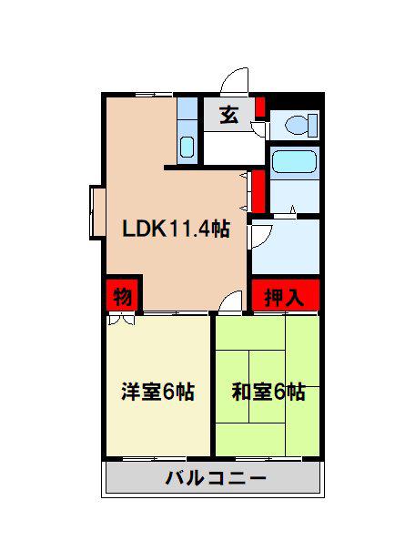 ブランシェけやき(2LDK/2階)の間取り写真