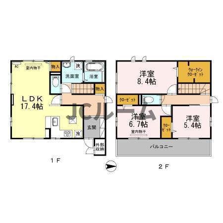 東城テラスF(3LDK/1階)の間取り写真