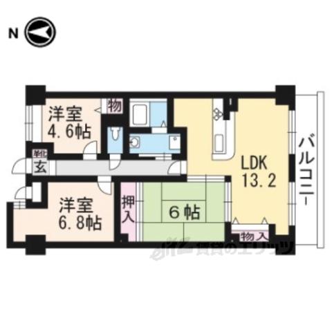 グランビュー嵐山(3LDK/1階)の間取り写真