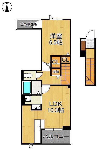 サンパティークIV(1LDK/2階)の間取り写真