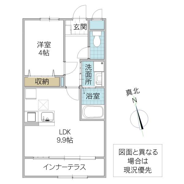 阿見町中郷 (1LDK/1階)の間取り写真