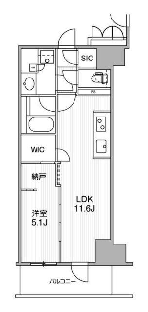 WORVE横浜伊勢佐木町(1LDK/8階)の間取り写真
