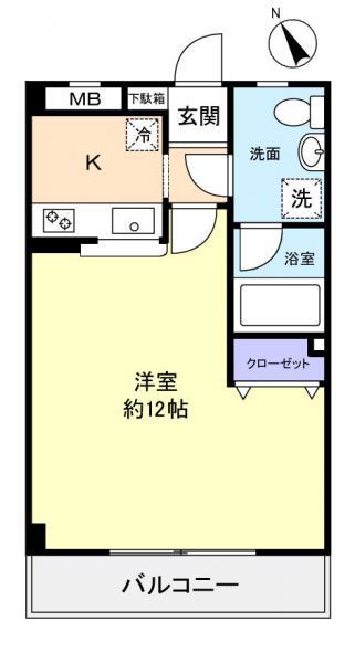 ダイワティアラ村上I(1K/1階)の間取り写真