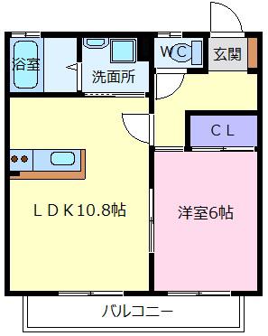 アムールLIVELY常盤(1LDK/2階)の間取り写真
