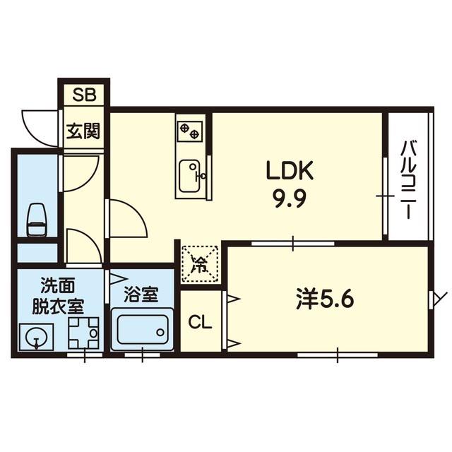 ESTASIA UTO B(1LDK/2階)の間取り写真