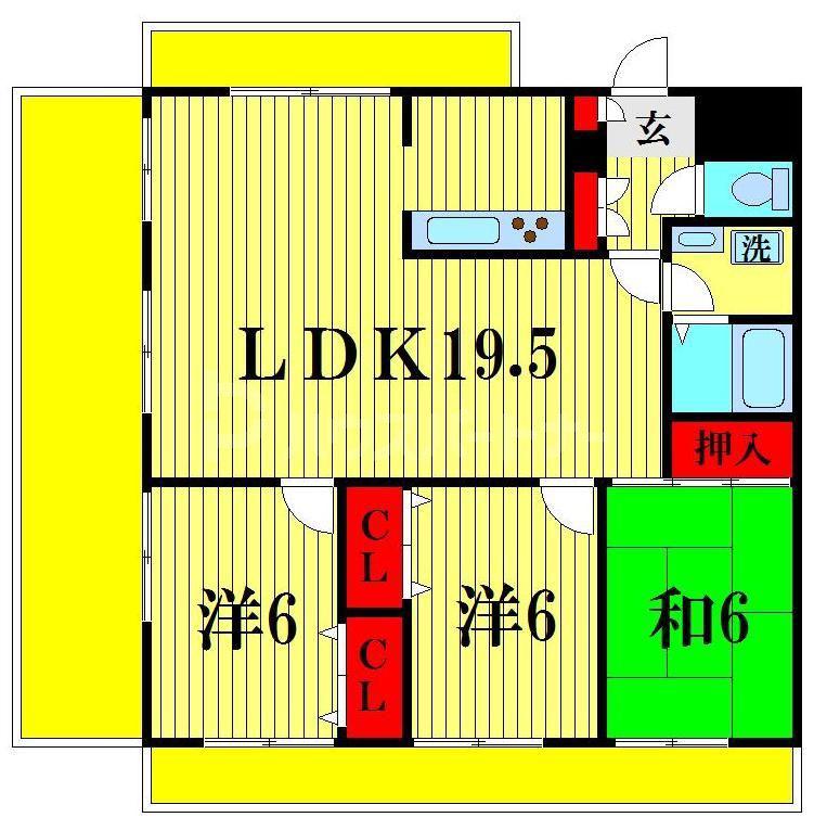 ヴィラ鎌ヶ谷(3LDK/7階)の間取り写真