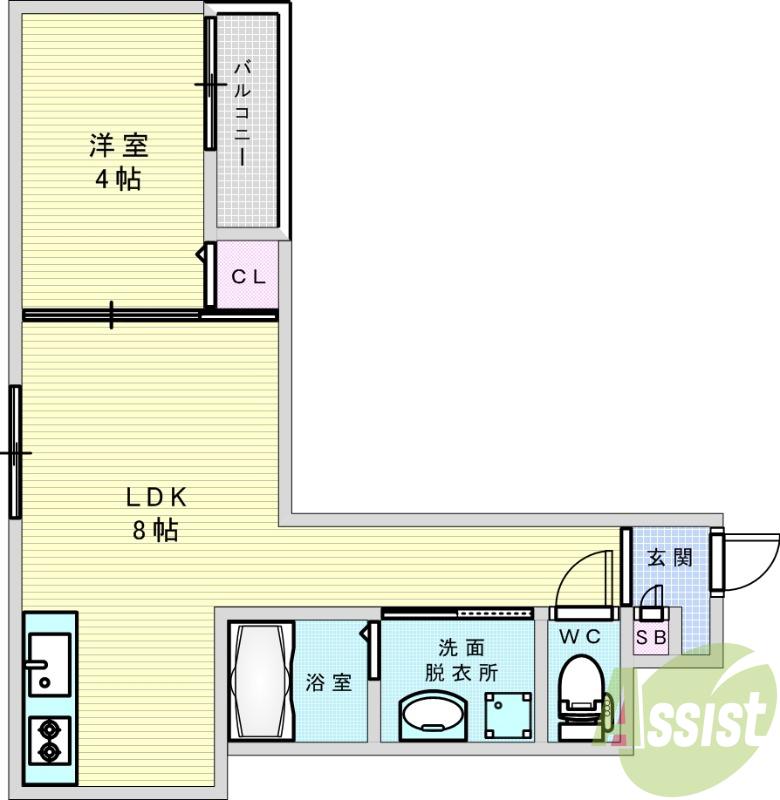 ALEGRIA豊津(1LDK/2階)の間取り写真