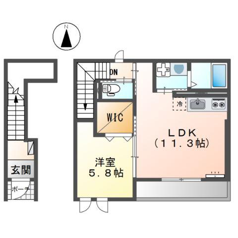 アリエッタ(1LDK/2階)の間取り写真