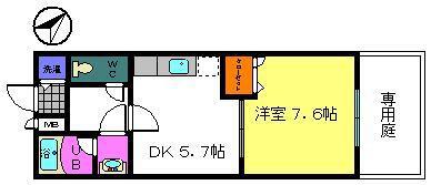 フジパレス貝塚半田II番館(1DK/1階)の間取り写真