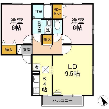 セジュールイズミ A/B/C(2LDK/2階)の間取り写真