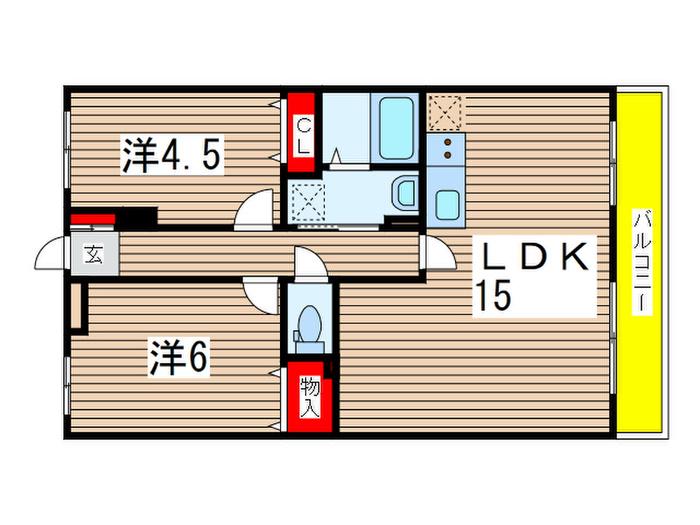 フローラ千葉中央(2LDK/4階)の間取り写真
