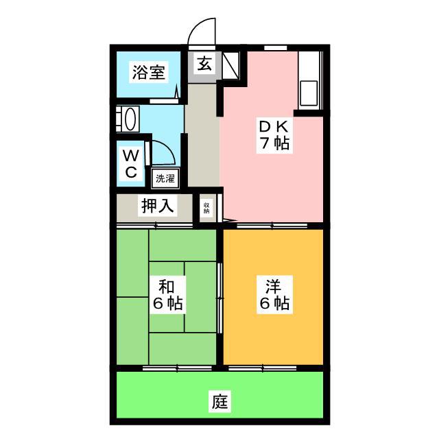 サンシャインK(2DK/1階)の間取り写真