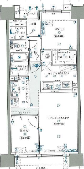 ザ サンズ熊本城公園(2LDK/3階)の間取り写真