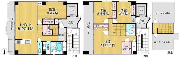 シンコーパルビル(4LDK/6階)の間取り写真