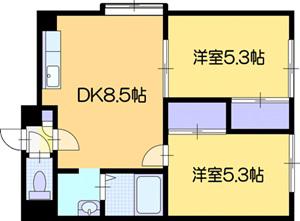 T-SQUARE(2DK/1階)の間取り写真
