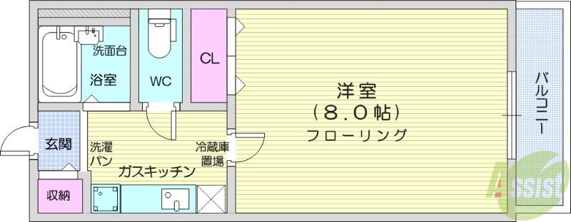 CASA茉莉花1(1K/2階)の間取り写真