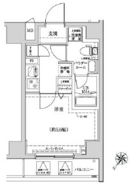 LUMEED川崎(1K/4階)の間取り写真