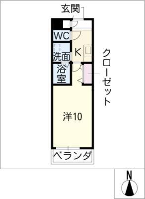 ボヌール飛高(1K/2階)の間取り写真