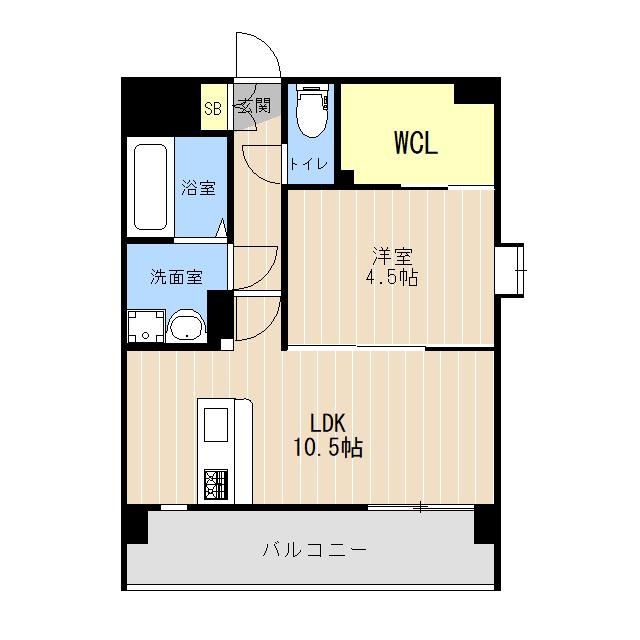 NEXUS水前寺(1LDK/6階)の間取り写真