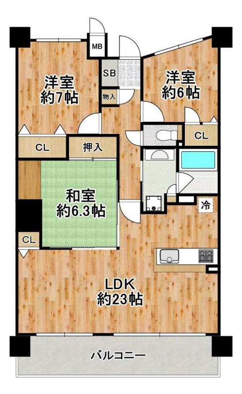 ルナタワーハリウッドプレイス(3LDK/11階)の間取り写真
