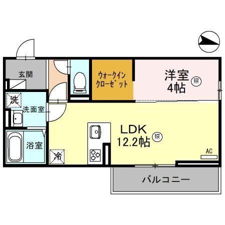 ルシール西岩田(1LDK/2階)の間取り写真