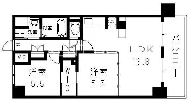 ハイラインIII(2LDK/11階)の間取り写真