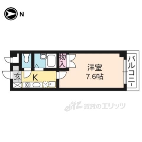 ティモネ御池(1K/2階)の間取り写真