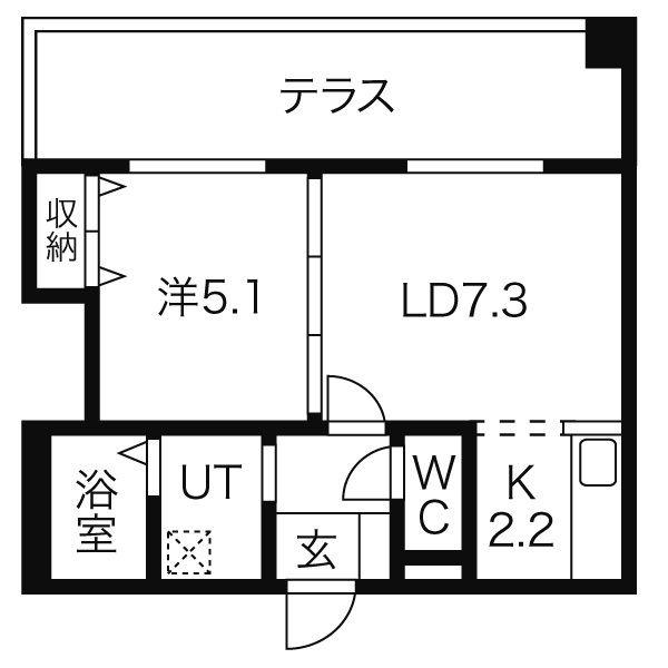GLASS N21(1LDK/1階)の間取り写真