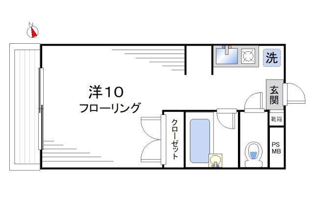 朝日代田ハイツ(ワンルーム/2階)の間取り写真