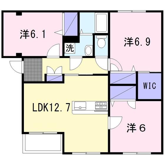 小田急江ノ島線 高座渋谷駅 徒歩2分 3階建 築24年(3LDK/3階)の間取り写真