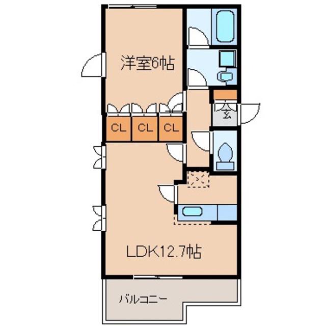 JR青梅線 西立川駅 徒歩11分 3階建 築22年(1LDK/1階)の間取り写真