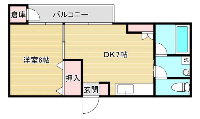 牛田コータース(1DK/5階)の間取り写真