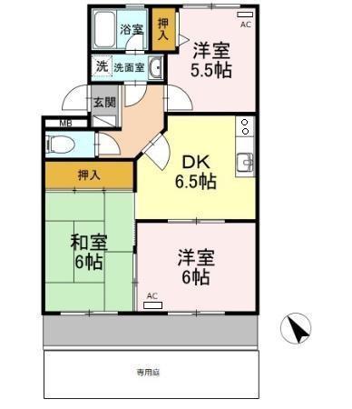 サンヒルズ鷹丘A(3DK/1階)の間取り写真