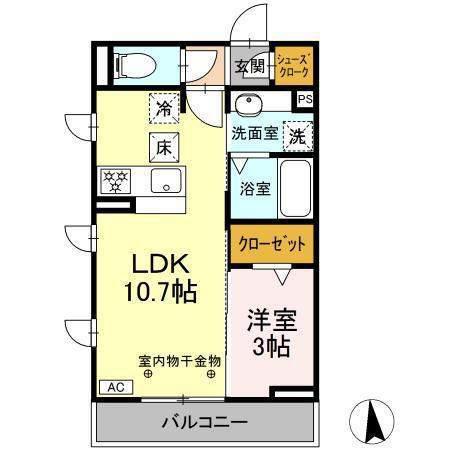 セリシール(1LDK/1階)の間取り写真