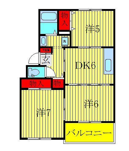 カーサみつわ台F(3DK/3階)の間取り写真