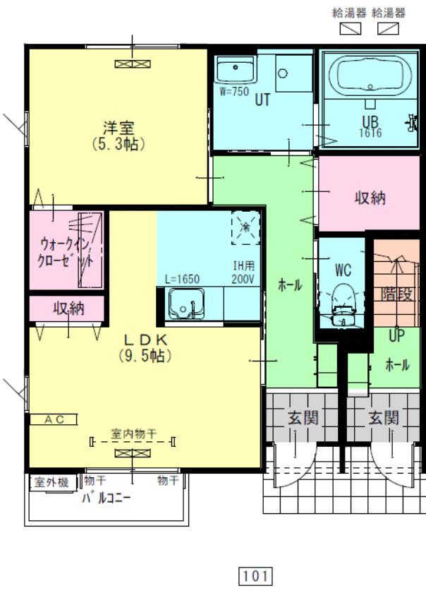 グリシーナ(1LDK/1階)の間取り写真