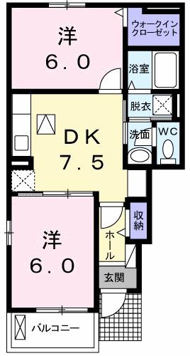 オルゴール III(2DK/1階)の間取り写真