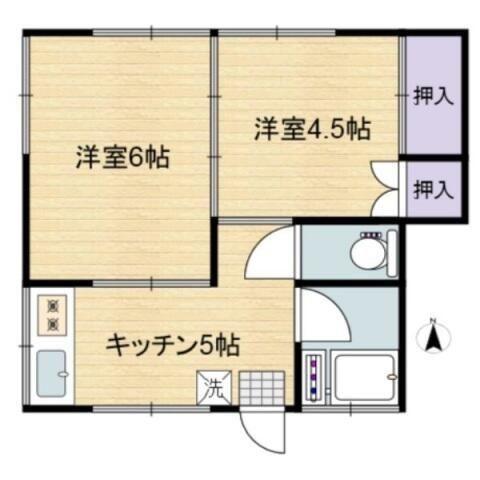 サニーハイツ(2K/2階)の間取り写真