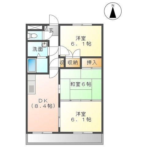 サニープレイスI(3DK/3階)の間取り写真